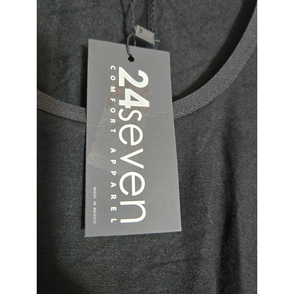 24seven Comfort Apparel Womens 3X Black Tunic Dress 3/4 Sleeve Scoop Neck New - Picture 3 of 14